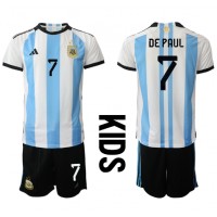 Argentina Rodrigo de Paul #7 Replica Home Minikit World Cup 2022 Short Sleeve (+ pants)
